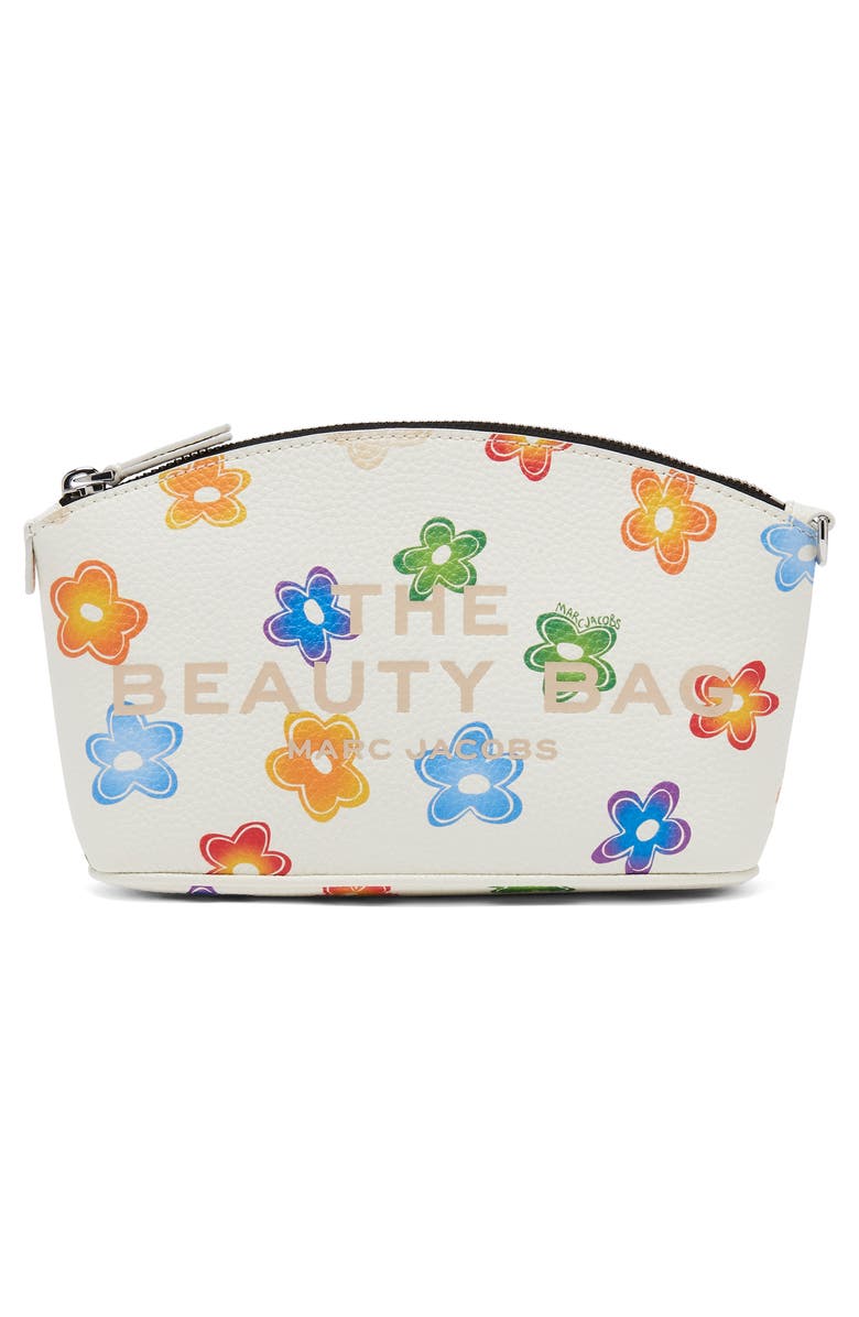Marc Jacobs The Beauty Bag Pebble Leather Cosmetics Case, Alternate, color, White Multi