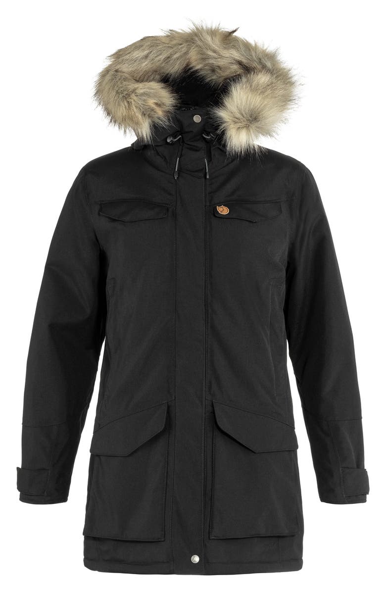 Fjällräven Nuuk Waterproof Parka with Removable Faux Fur Trim, Main, color, 