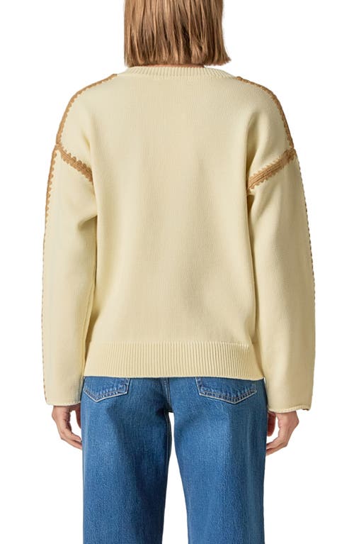 English Factory Stitch Detail Relaxed Fit Cotton Sweater In Metallic