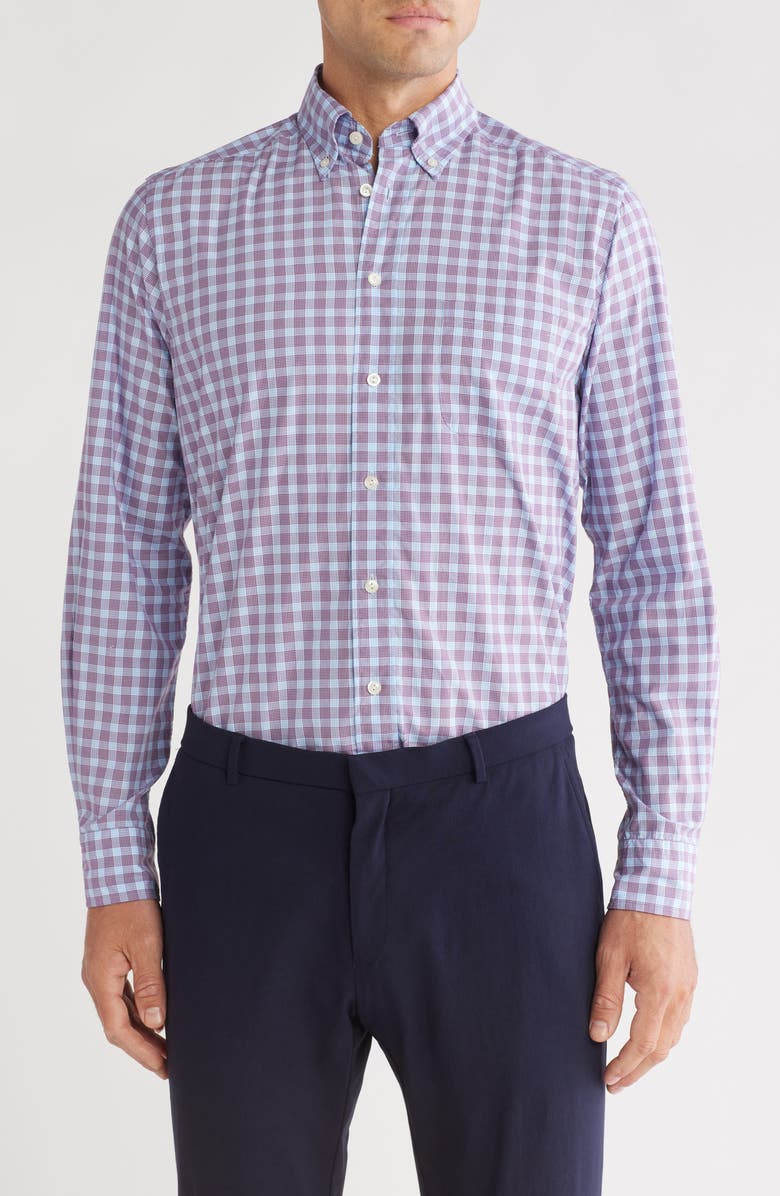 Eton Contemporary Fit Plaid Stretch Cotton Button Down Dress Shirt, Main, color,