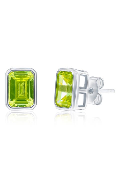 Birthstone Cubic Zirconia Stud Earrings