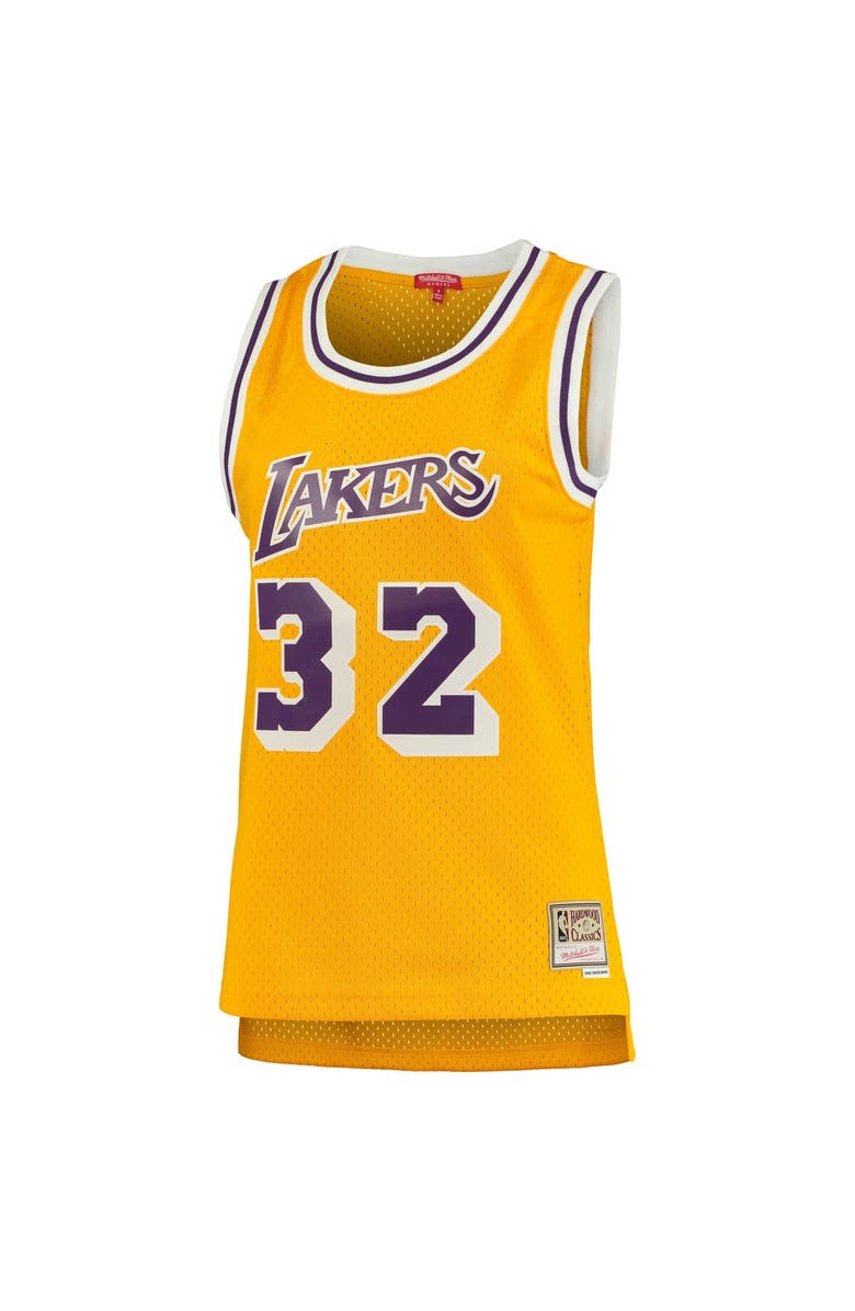 Mitchell & Ness Women's Mitchell & Ness Magic Johnson Gold Los Angeles Lakers 1984/85 Hardwood Classics Swingman Jersey, Alternate, color, Gold
