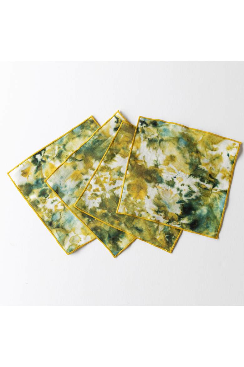 S/4 Green Marble Cocktail Napkin, Alternate, color, Crimson