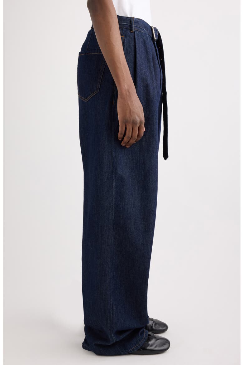 Preaches Belted Pleated Wide Leg Jeans, Alternate, color, INDIGO