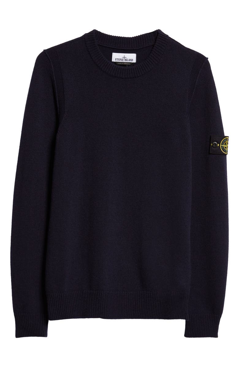 Stone Island Compass Logo Wool Blend Sweater, Alternate, color, Navy Blue