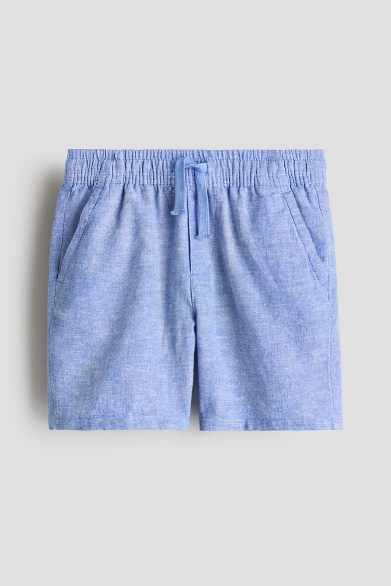 Linen-blend Drawstring Shorts, Main, color, Blue