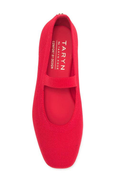 Taryn Rose Knit Mary Jane Flat In Ruby Red