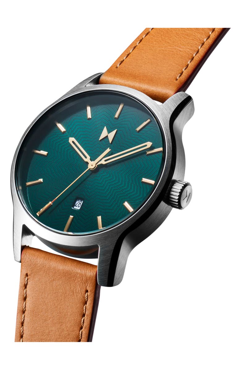 MVMT Classic II Alpine Treasure Leather Strap Watch, 44mm, Alternate, color,