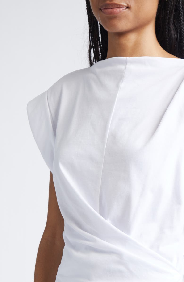 Isabel Marant Maisan Draped Asymmetric Cotton T-Shirt, Alternate, color, White