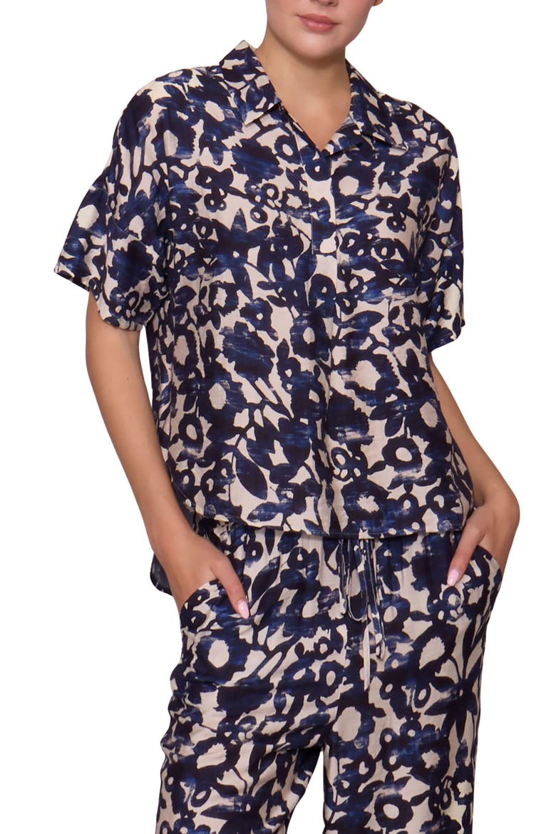 Easy Woven Pullover Shirt, Main, color, IVORY NAVY