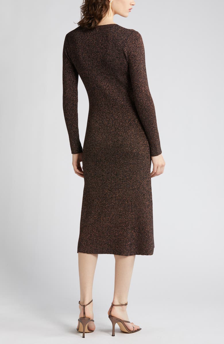 ZOE AND CLAIRE Metallic Long Sleeve Midi Sweater Dress, Alternate, color, Black/ Gold