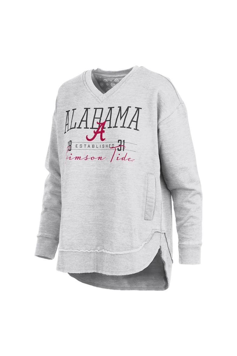 Women's Pressbox  Heather Gray Alabama Crimson Tide Marcus East Hall Poncho V-Neck Sweatshirt, Alternate, color, Heather Gray