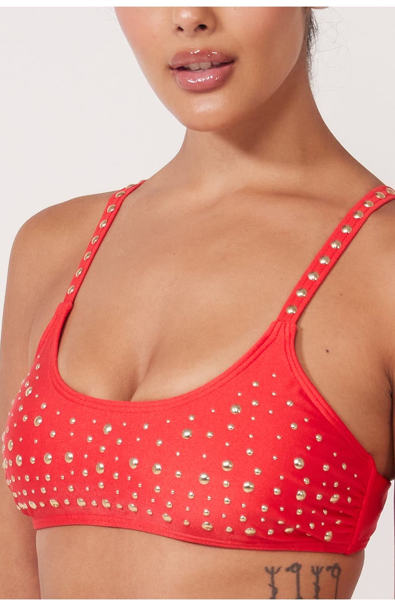 Villa Fresca Cara Bikini Swimsuit Top, Alternate, color, Chili