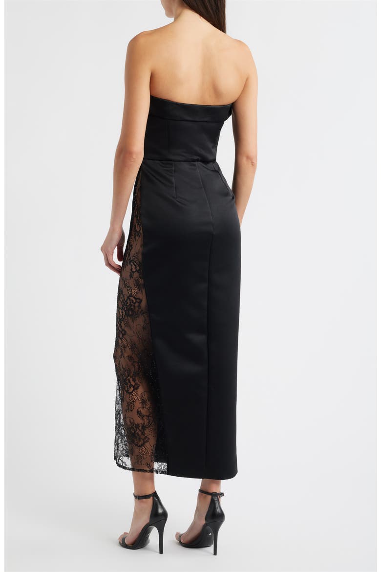 Nourisse Lace Inset Strapless Gown, Alternate, color, BLACK