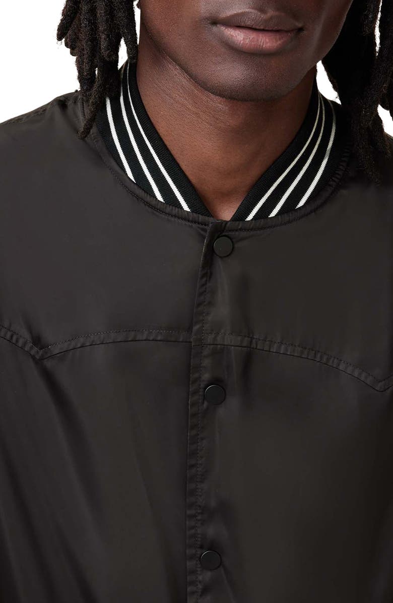 AllSaints Soundview Snakeskin Print Reversible Bomber Jacket, Alternate, color, 