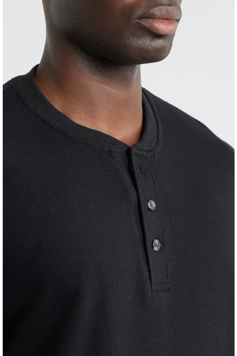 Calico Waffle Stitch Henley, Alternate, color, BLACK