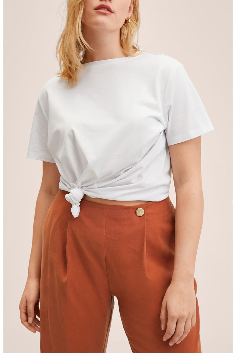 Button Detail Crop Pants, Alternate, color, BURNT ORANGE