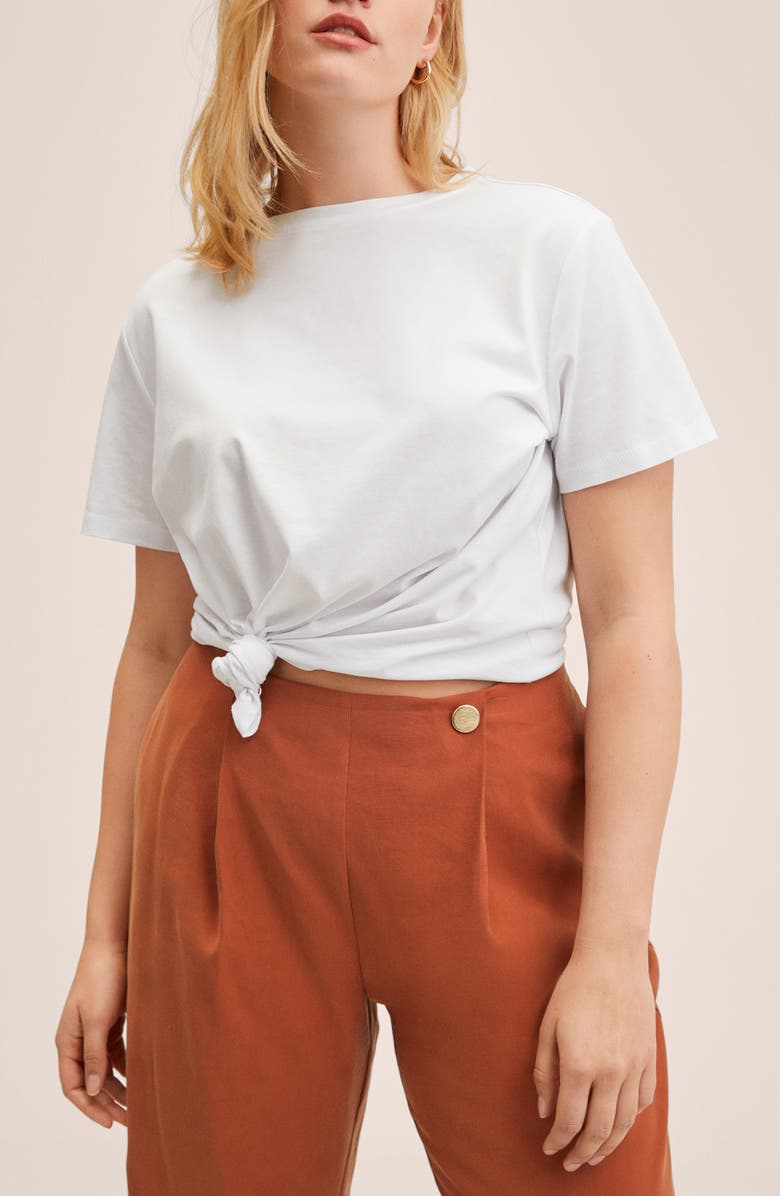 MANGO Button Detail Crop Pants, Alternate, color, 