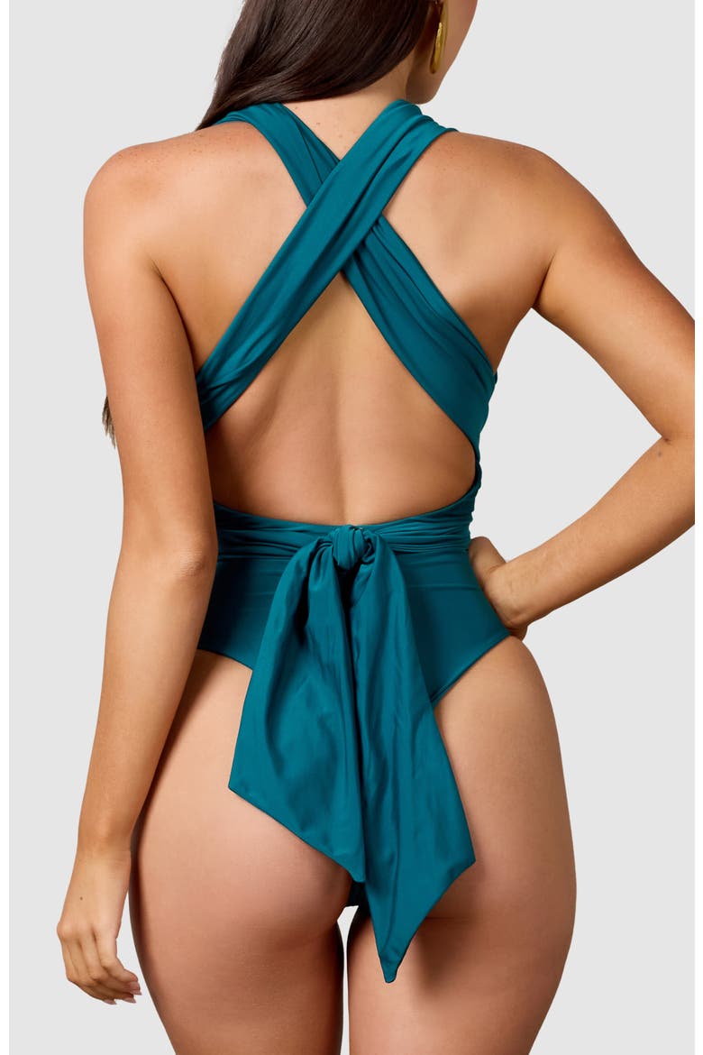 Bella One-Piece Swimsuit, Alternate, color, Midnight Green
