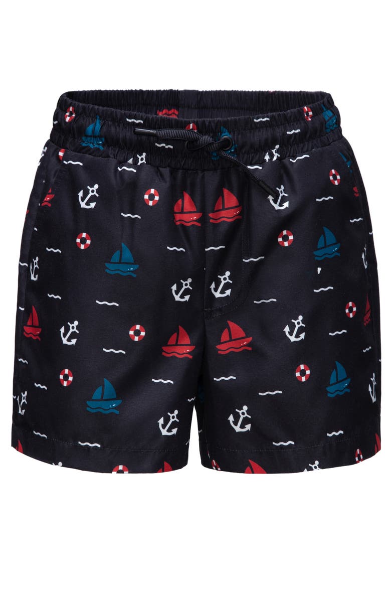 Rokka&Rolla Kids' Compression Liner Swim Trunks UPF 50+, Alternate, color, Black Anchor