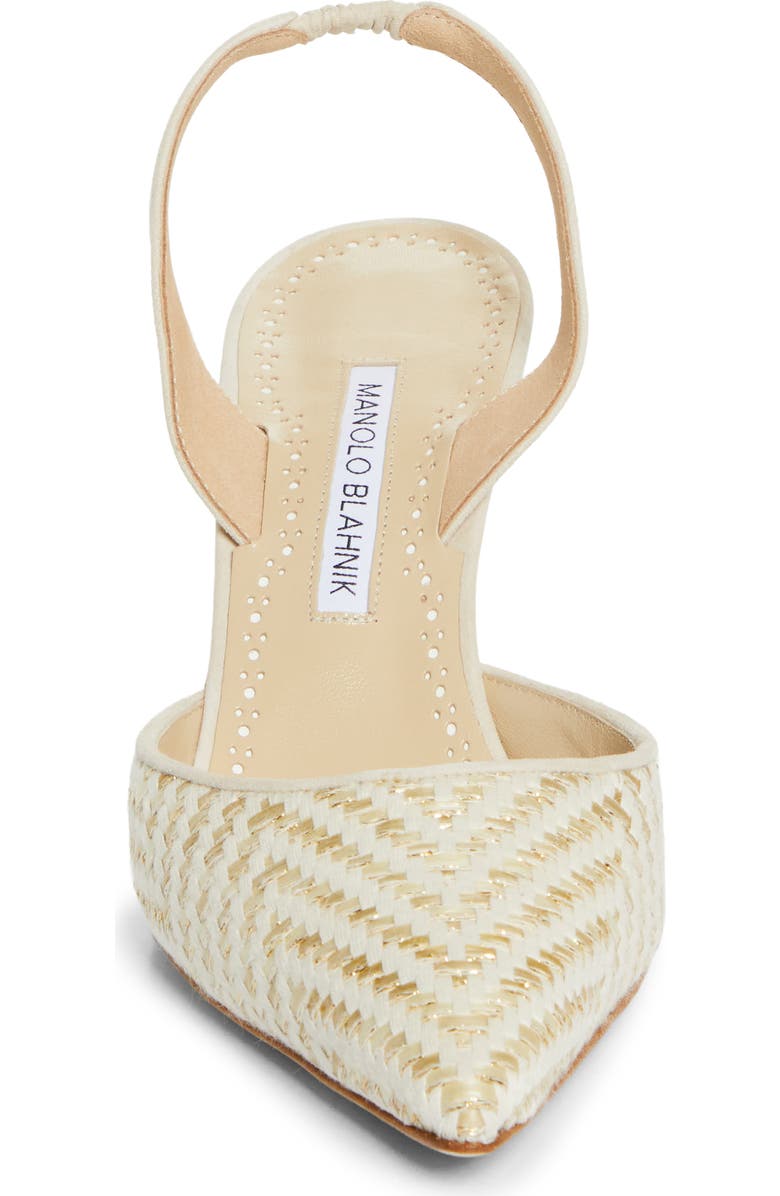 Manolo Blahnik Carolyne Woven Raffia Slingback Pump, Alternate, color, Cream Multi