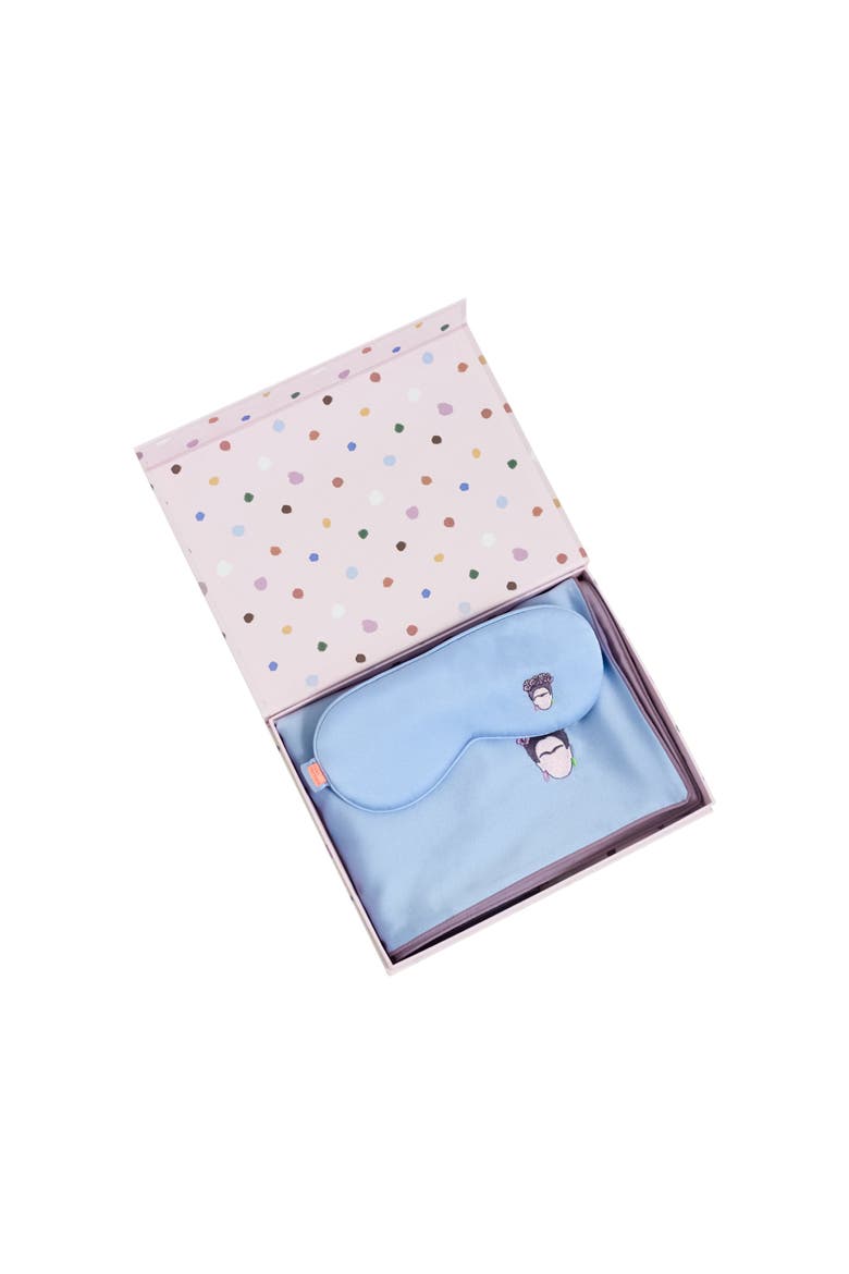 "Moonlit Stars" Silk 2 Piece Gift Set Silk Pillowcase & Silk Sleep Eye Mask, Main, color, Lavender