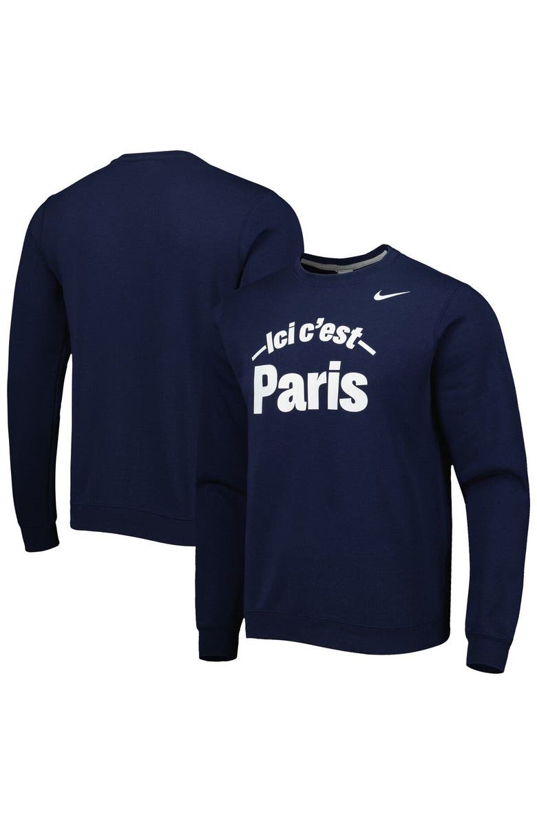 Nike Men's Nike Navy Paris Saint-Germain Club Fleece Pullover Sweatshirt, Main, color,