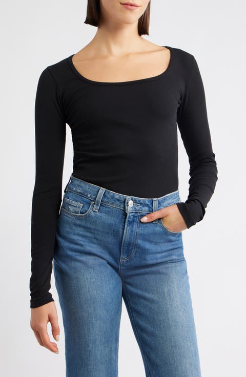 Square Neck Long Sleeve T-Shirt
