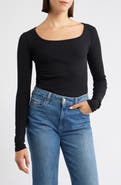 Mavi Jeans Square Neck Long Sleeve T-Shirt