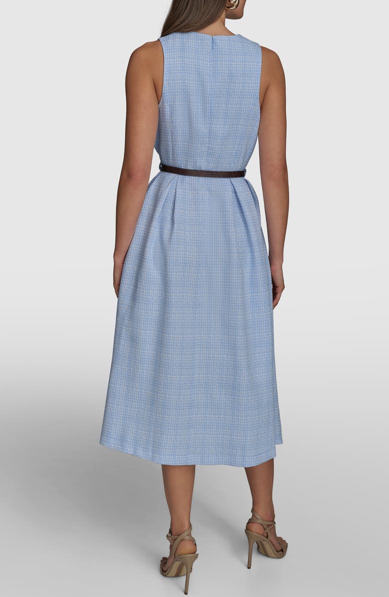 Donna Karan New York Belted Fit & Flare Tweed Midi Dress, Alternate, color, 