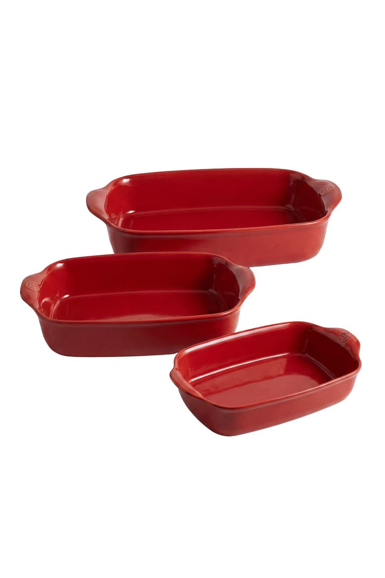 Rectangular Baking Dish, Set of 3, 1.25 qt, 2.4 qt, 3.8 qt, Alternate, color, Burgundy