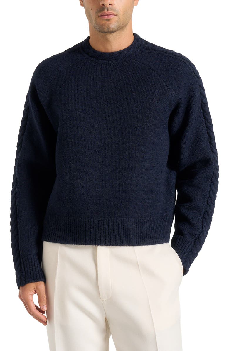 Manière De Voir Raymond Plait Detail Raglan Knit Jumper, Alternate, color, Navy