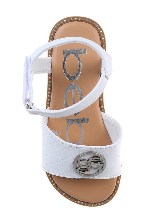 Bebe Little Girls Embossed Flat With Medallion Hardware Sandals In White