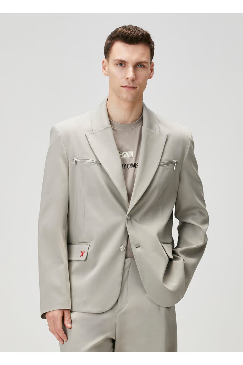 Cotton Zip Detail Woven Blazer, Alternate, color, beige