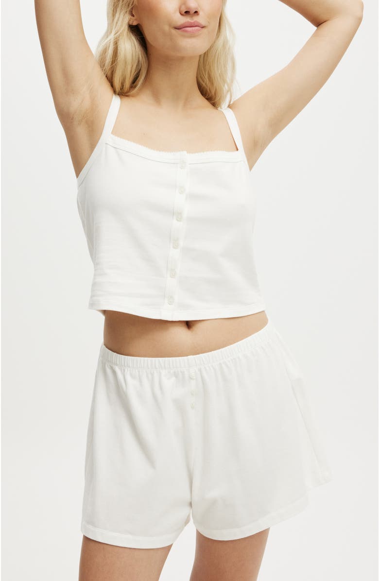 COTTON ON BODY Women's Peached Jersey Button Up Cami, Main, color, Coconut Milk