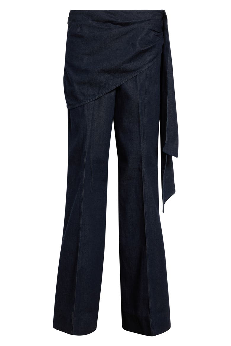 Valiant Draped Denim Flare Leg Pants, Main, color, NIGHT SKY