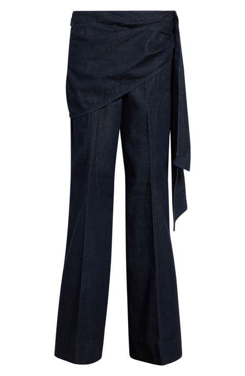 Valiant Draped Denim Flare Leg Pants
