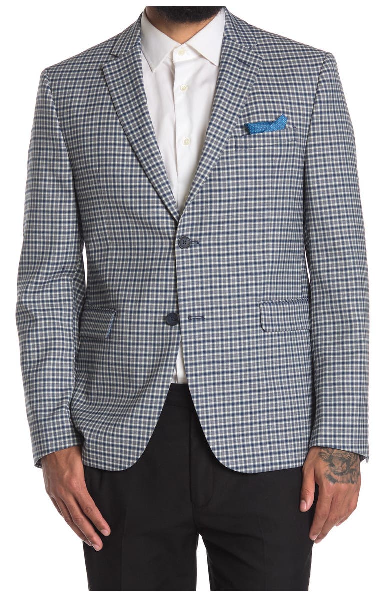 Original Penguin Checked Notch Lapel Blazer, Main, color,