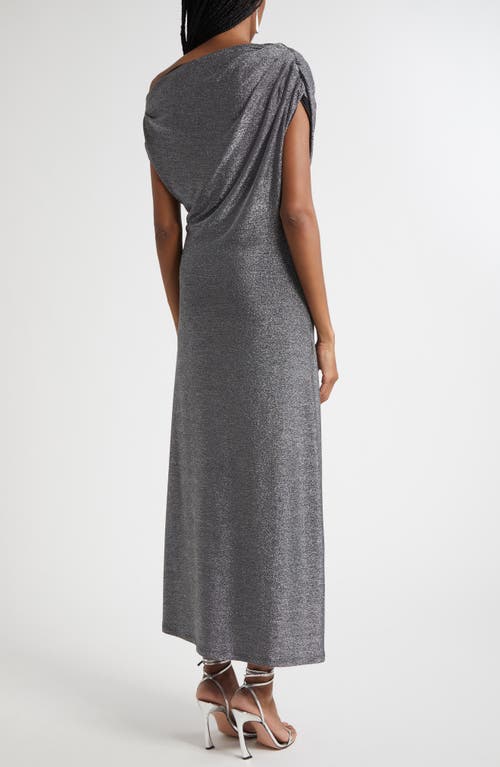 Ramy Brook Chet Rocker Metallic One-shoulder Maxi Dress In Gray