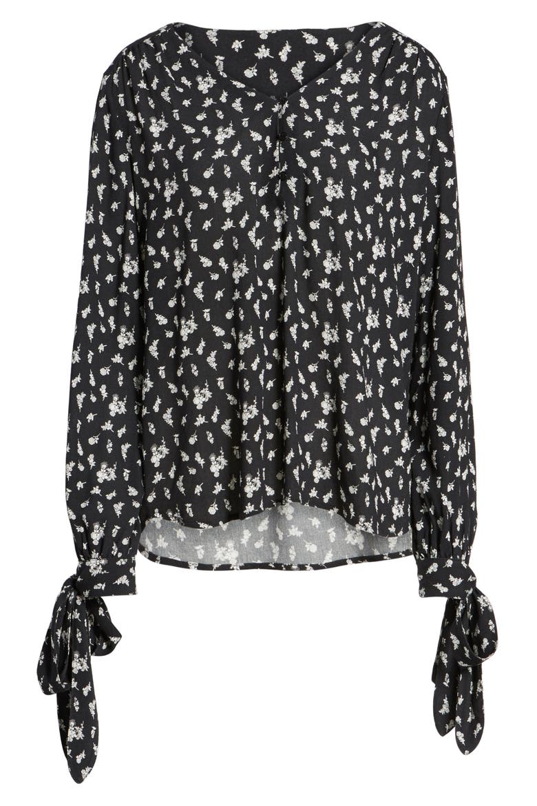 Tie Sleeve Top, Alternate, color, BLACK WILD DITSY FLORAL