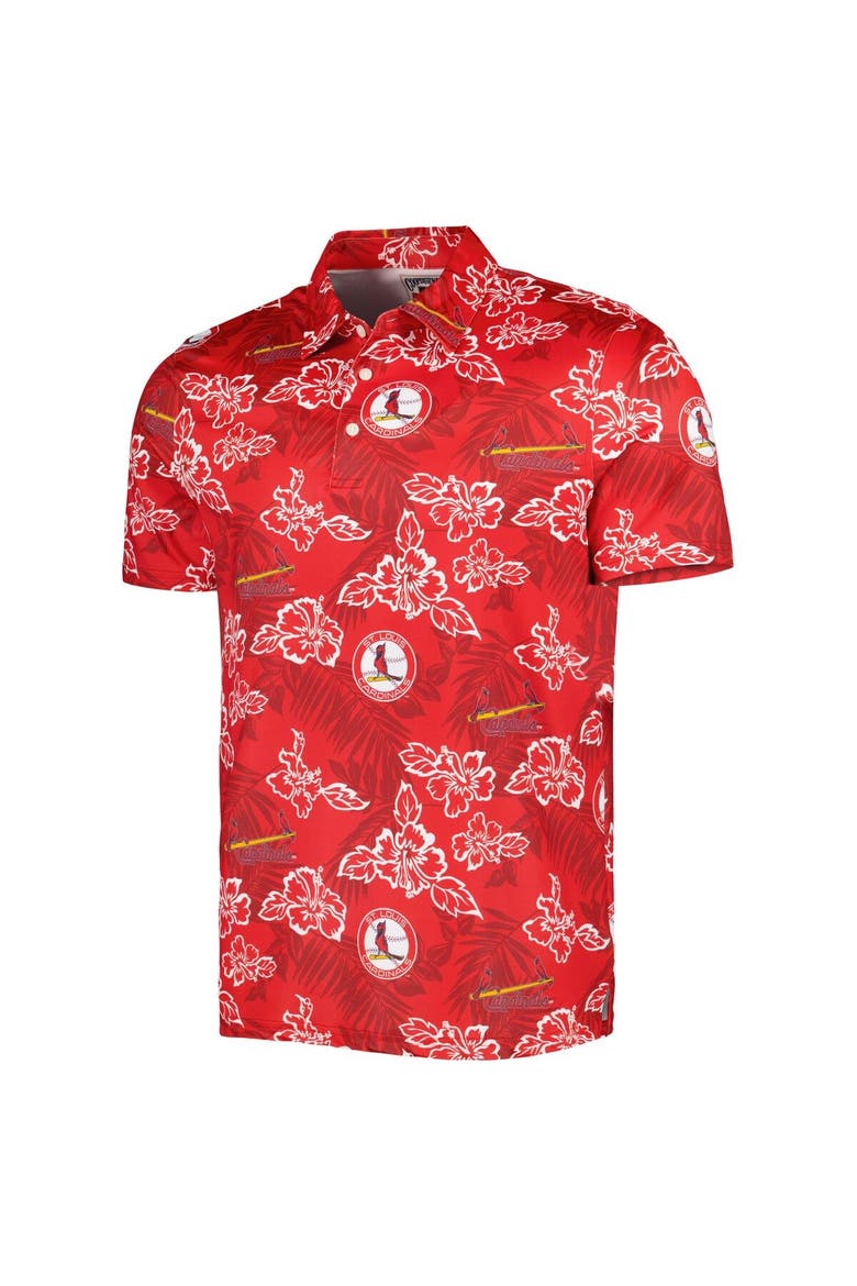 Men's Reyn Spooner Red St. Louis Cardinals Cooperstown Collection Puamana Print Polo, Alternate, color, Red
