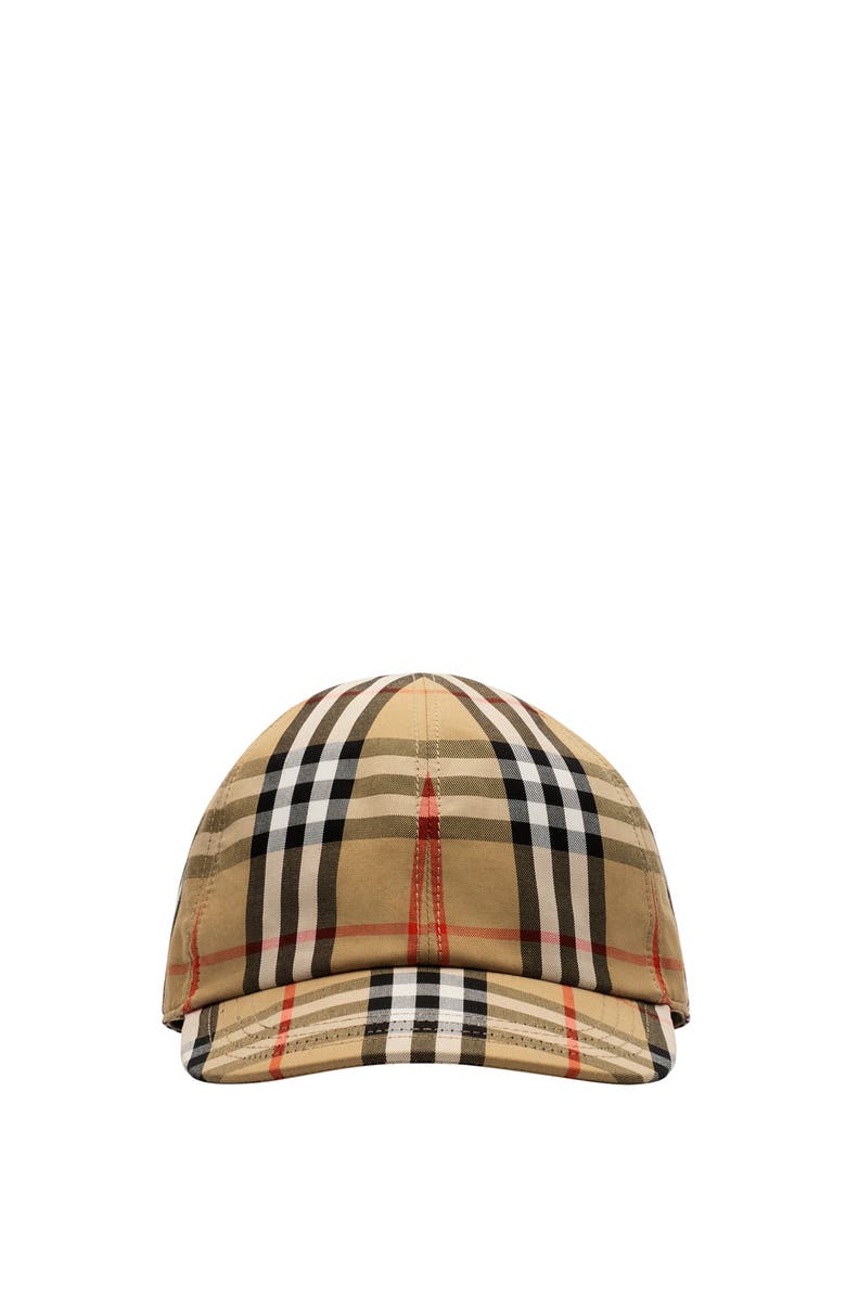 Burberry Check Cotton Baseball Cap, Main, color, Sand Beige