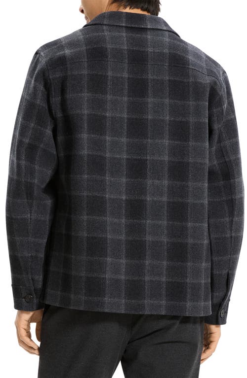 Theory Plaid Wool & Cashmere Flannel Button-up Shirt Jacket In Gray