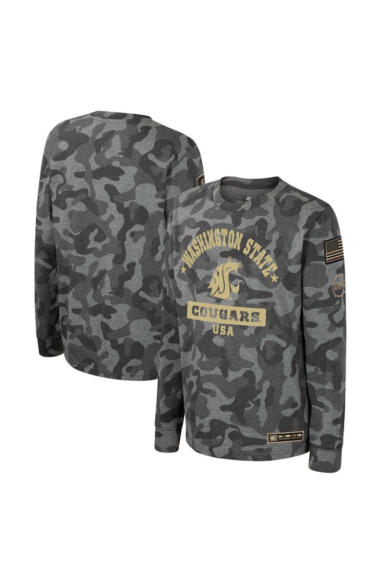 COLOSSEUM Youth Colosseum Camo Washington State Cougars OHT Military Appreciation Dark Star Long Sleeve T-Shirt, Main, color, Camo