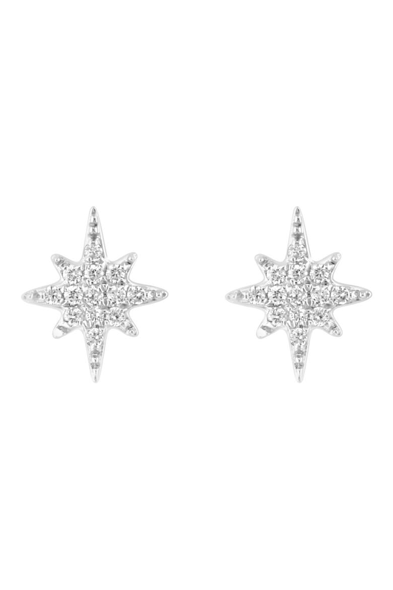 Sterling Silver Pavé Diamond Star Stud Earrings, Main, color, SILVER