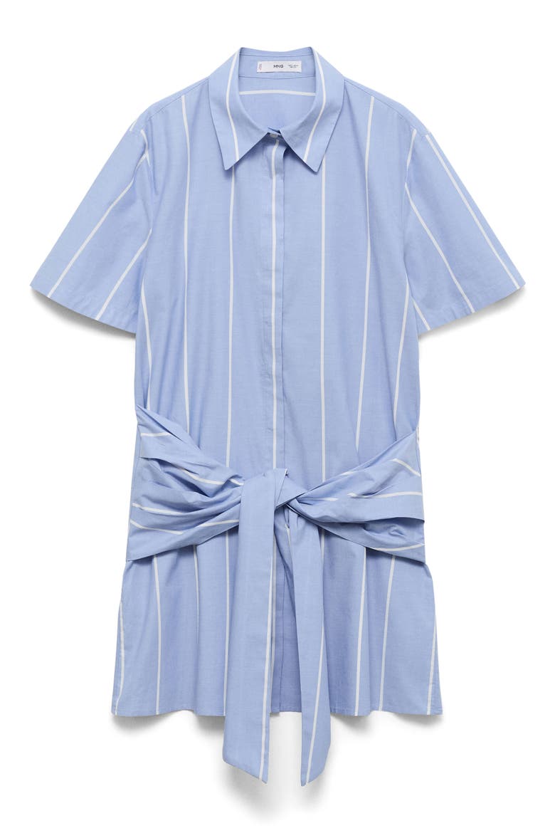 Tie Front Shirtdress, Alternate, color, BLUE