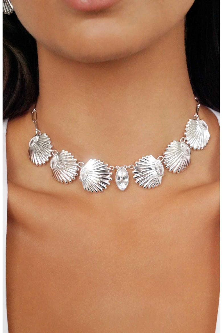 Santorini Shell Choker Necklace, Main, color, SILVER
