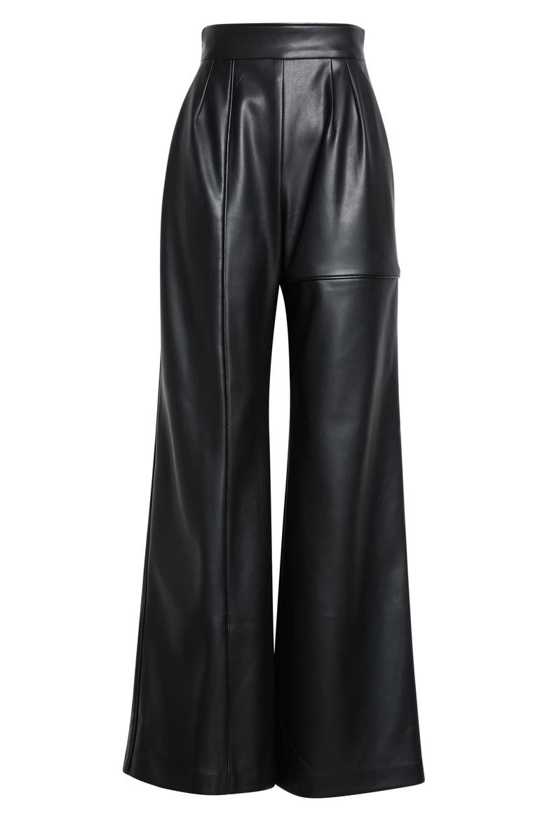 Lata Wide Leg Leather Pants, Alternate, color, BLACK