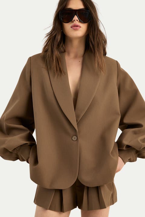 Tailored Oversized Balloon Sleeve Blazer