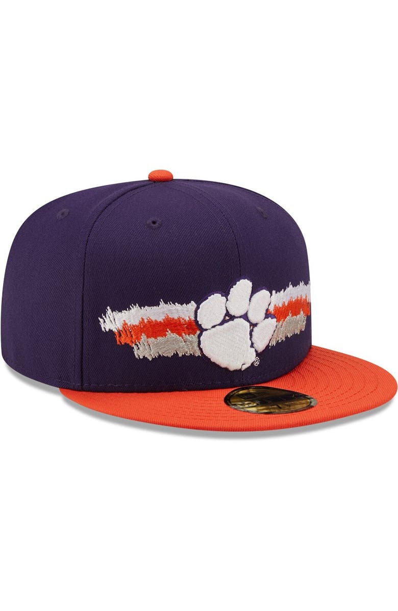 New Era Men's New Era Purple Clemson Tigers Scribble 59FIFTY Fitted Hat, Alternate, color,